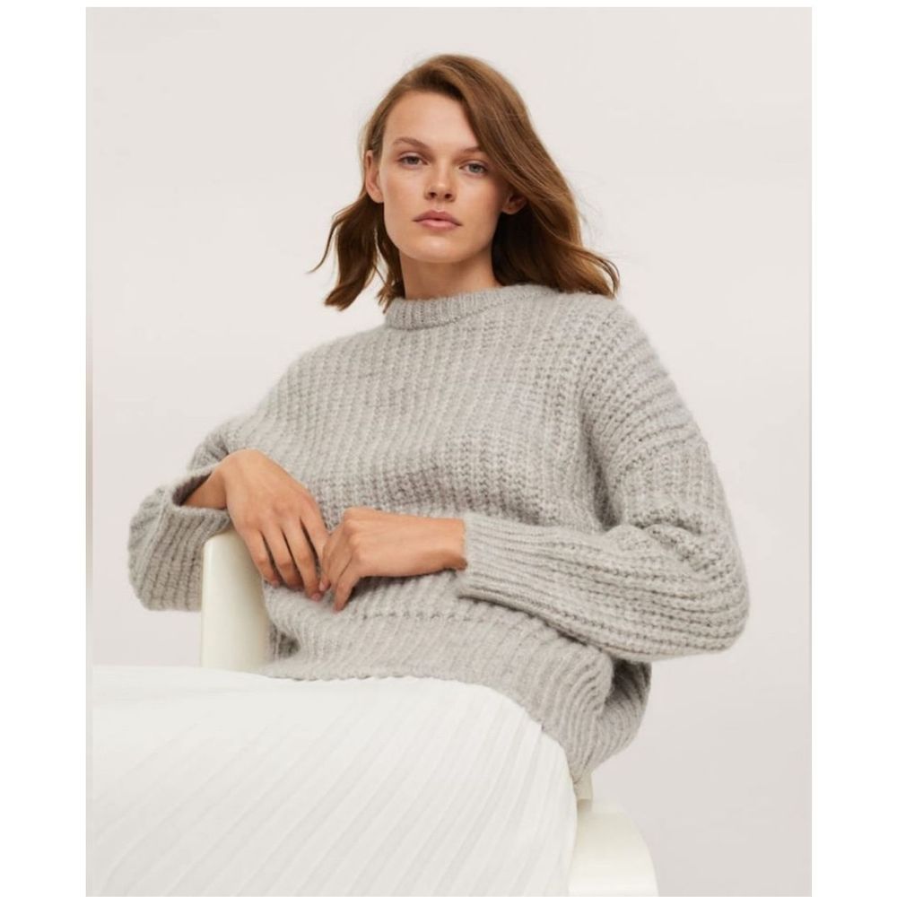 Mango Chunky Sweater Grey Size S - Picture 2 of 9